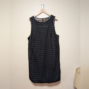 ELOQUII Black & Grey Windowpane Sleeveless Shift Dress Size 18